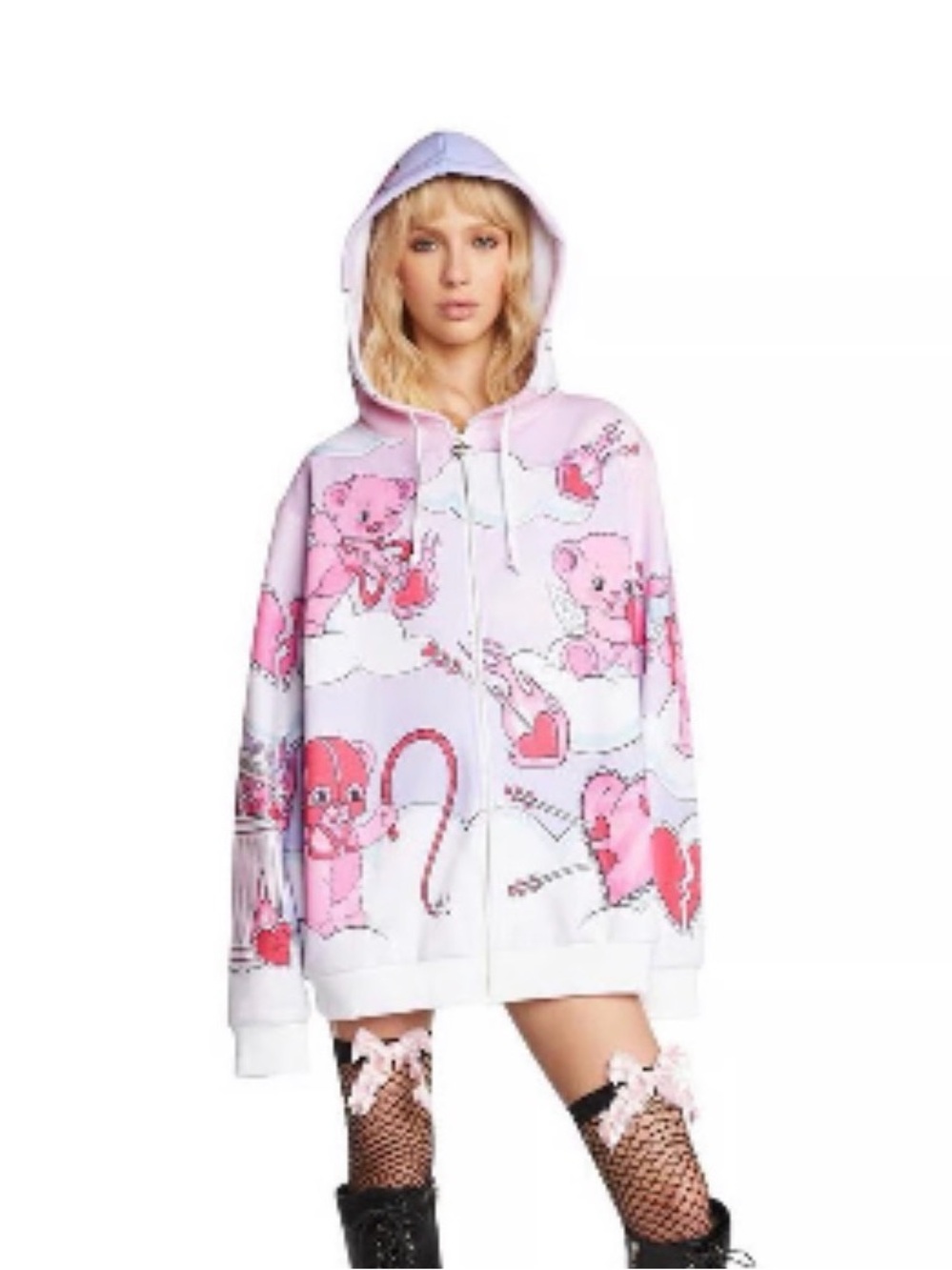 Sugar Thrillz Pink Cupid Bear Zip Hoodie - Picture 6 of 6